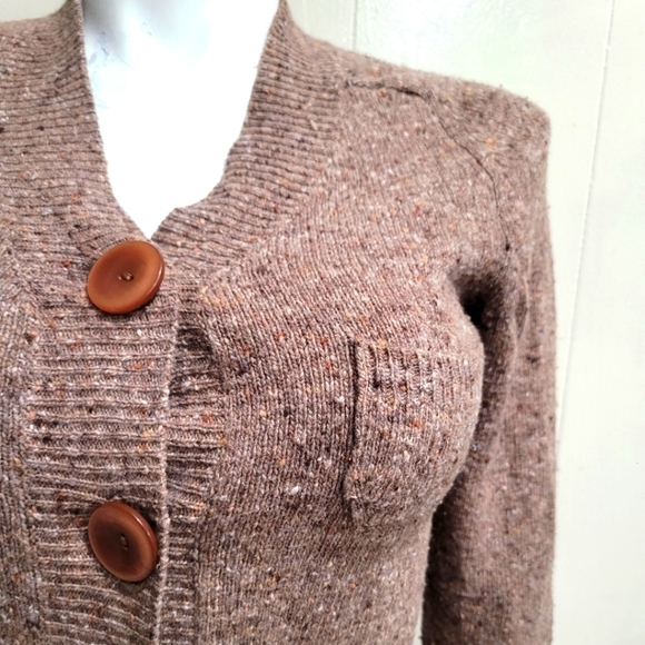 TALBOTS Tan WOOL BLEND Cardigan SWEATER Button Front Long Sleeve Women’s Sz S - Picture 12 of 14